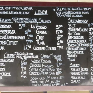 Lunch Menu at Liberty Diner 9/2016