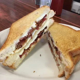 Double decker grilled cheese with bacon