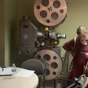 Vintage film reel in lobby!