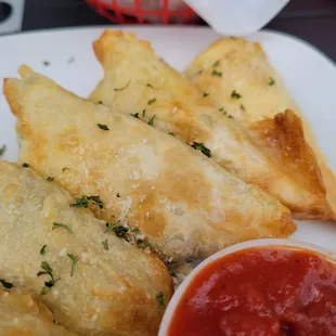 Stuffed pastry with marinara dipping sauce - AMAZING