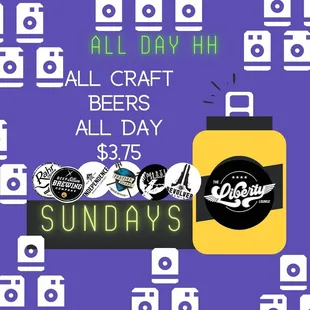 all day h all craft beers all day $ 75