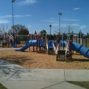 Playground equipment over bark