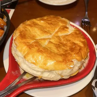 Chicken pot pie one of the best pot pies I've eaten in years. It's a must to eat big enough to share for two