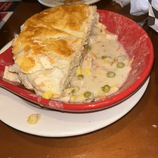 Half of the chicken pot pie