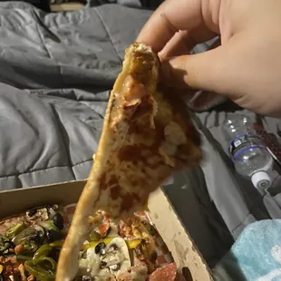 &quot;Thick&quot; crust after removing all toppings.