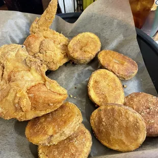 1/4 white chicken  with Jo Jo's.