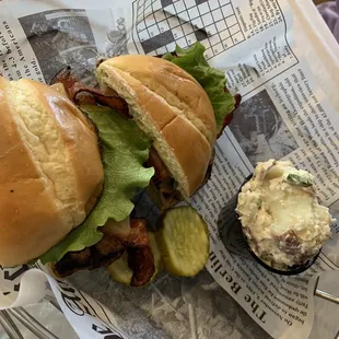 Chicken Bacon Club with potato salad