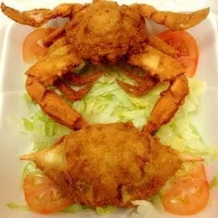 Fried Hard Crab Stuffed with Jumbo Lump Crab Meat!