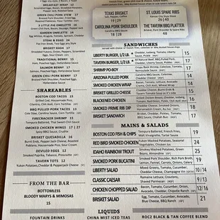 Excellent menu!