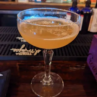 a cocktail in a coupe glass