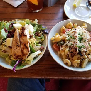 Colony Salad with Grilled Chicken; and Freedom Pasta with Grilled Chicken