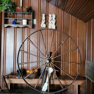a spinning wheel in a room