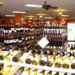 rows of wine bottles