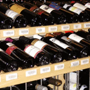 rows of wine bottles