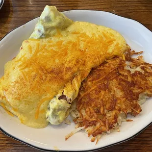 Liberty&apos;s Benedict Omelette with Texas Hash Browns
