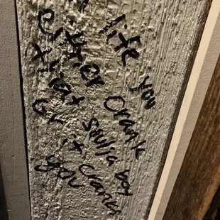 writing on the wall of a library