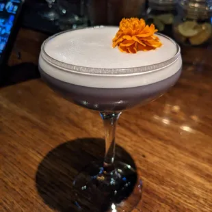 My friends drink, an Ube cocktail.