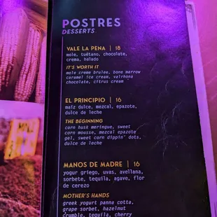 Libre Menu, Desserts page 1