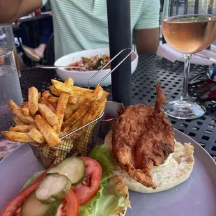 Fried chicken sandwich and fries