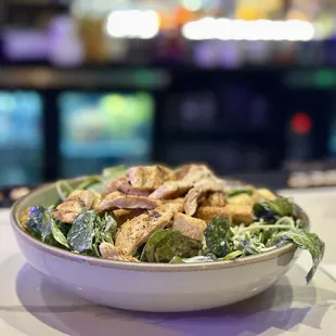 Spinach Caesar with grilled chicken