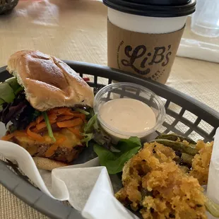 Pork BBQ slider, pickled fries &amp; orange citrus tea