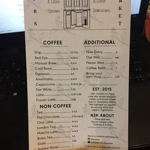 LiBs coffee menu