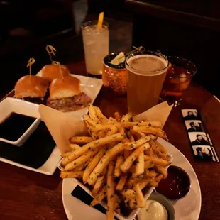 Sliders and Fries with Cocktails