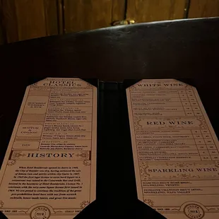 two menus on a table