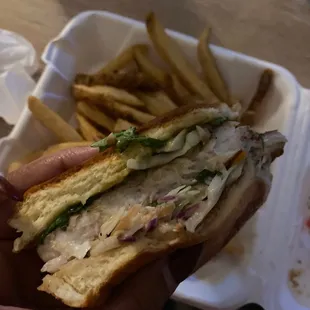 Mahi sandwich and fries