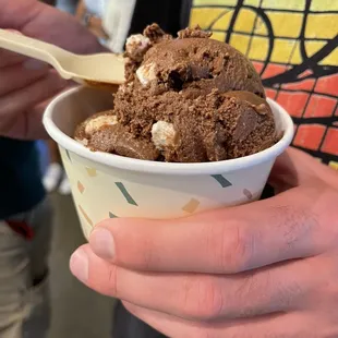 Delicious chocolate marshmallow ice cream without animal products. (nondairy)