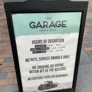 The Garage Food Hall Hours of Operation