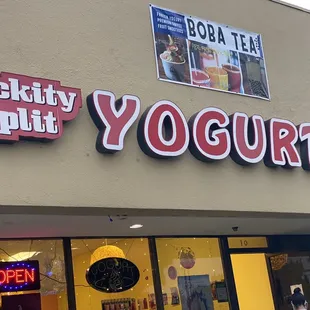 Storefront entrance and signage