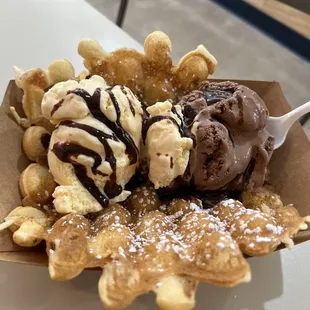 Bubble Waffle Self Chosen Flavors with Hot Fudge Drizzle 5/31/22