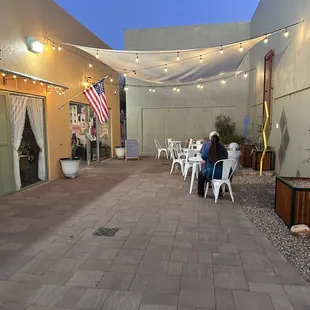 a patio area