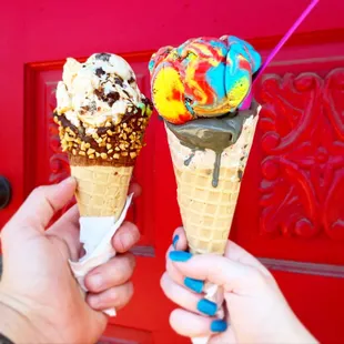two cones of ice cream