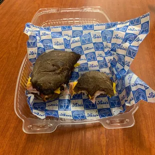 Ham Bacon Cheese on Pumpernickel