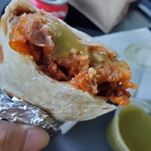 Al pastor burrito and salsa verde