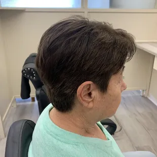 Scissors haircut and color touch