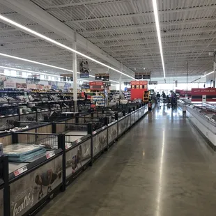 Multiple food aisles along with household/clothing sections