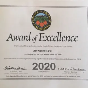 Award of Excellence