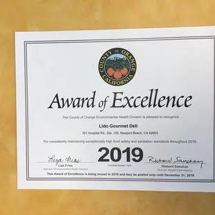 Award of Excellence
