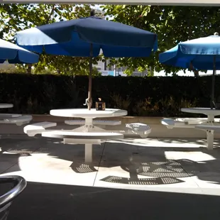 Cute outside seating area.  There are more tables then these.