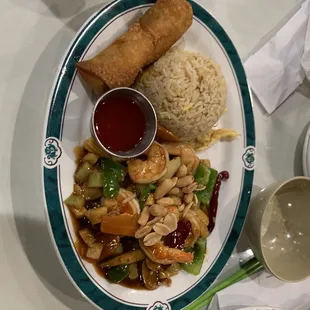 a plate of chinese food
