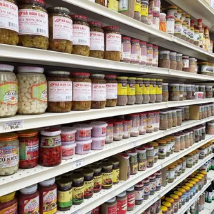 shelves of food