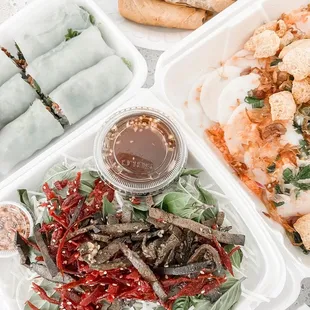 a variety of asian food