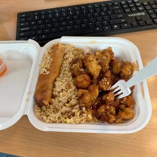 Sweet and Sour Chicken, Cream Cheese Wonton, Fried Rice Combination Plates