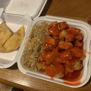 Sweet and Sour Chicken and Cream Cheese Wontons