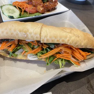 Banh mi grilled pork ($8) -- okay, bread is a bit dry but would probably hold well to eat for later, lots of veggies :)