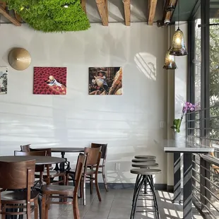 tables and chairs in a restaurant