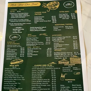 menu